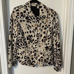 Chico's Cream and Black Animal Print Blazer